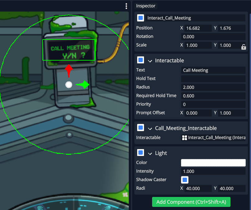 Entity transform and components in the inspector