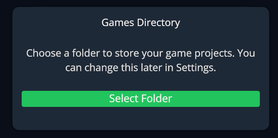 Games directory picker in the All Out editor