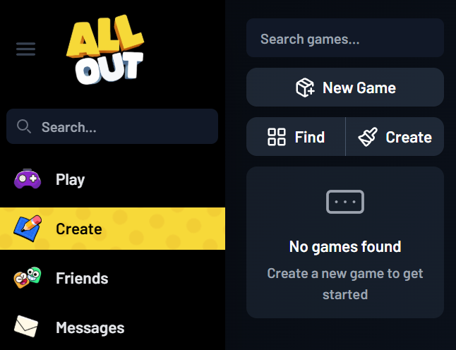 New Game option on the Creator Portal Create page