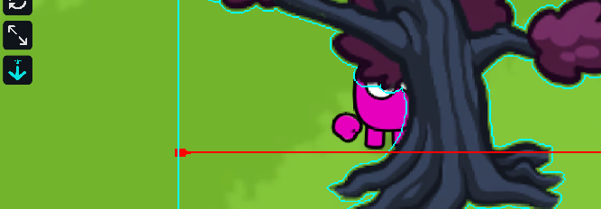 Depth-offset line across a world object